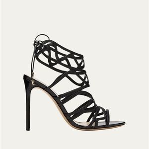 ALEXANDRE BIRMAN — Melody Leather Caged Ankle-Tie Sandals 38.5